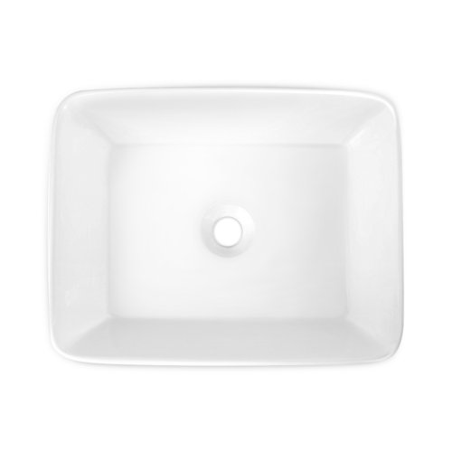 Sinber 19" x 15" x 5.3" White Rectangular Ceramic Countertop Bathroom Vanity Vessel Sink